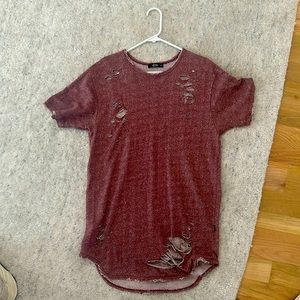 EPTM Mens Long T-Shirt Extended Short Sleeve Fashion Ripped Tee